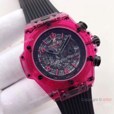 High Quality Hublot Big Bang Unico Sapphire Watch Pink Case Hublot Clear Watch